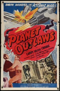 3a1066 PLANET OUTLAWS 1sh 1953 Buck Rogers serial repackaged as a feature with new footage!