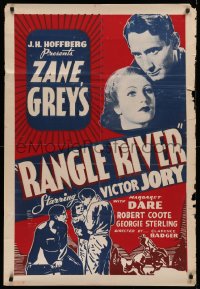 3a1078 RANGLE RIVER 1sh 1939 from Zane Grey's novel, great art of Victor Jory, Margaret Dare!