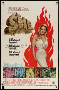 3a1109 SHE 1sh 1965 Hammer fantasy, sexy Ursula Andress must be possessed, she must be obeyed!