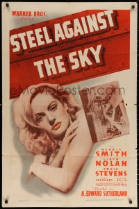 3a1124 STEEL AGAINST THE SKY 1sh 1941 sexiest close up image of Alexis Smith, cool title art!