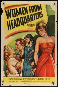 3a1195 WOMEN FROM HEADQUARTERS 1sh 1950 art of female cop Virginia Huston & Robert Rockwell!