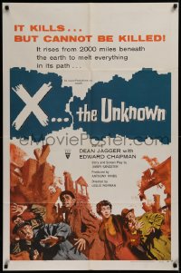 3a1197 X THE UNKNOWN 1sh 1957 it rises from 2000 miles beneath Earth, it kills but cannot be killed!