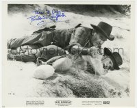 3f0543 BRODERICK CRAWFORD signed 8x10 still 1966 on the ground with Janet Leigh in Kid Rodelo!