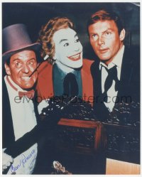 3f0987 CESAR ROMERO signed color 8x10 REPRO still 1980s as Joker with Adam West & Meredith in Batman!