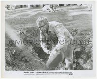 3f0560 COOL HAND LUKE signed 8.25x10 still 1967 by Paul Newman, digging a hole to break his spirit!