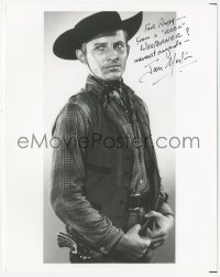 3f1045 JAN MERLIN signed 8x10 REPRO still 1980s great posed portrait as a cowboy, a reel westerner!