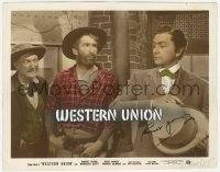 3f0727 ROBERT YOUNG signed color-glos 8x10 still 1941 close up with two guys in Western Union!