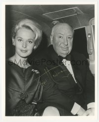 3f1160 TIPPI HEDREN signed 8x10 REPRO still 2000s sitting with director Alfred Hitchcock in tuxedo!