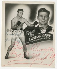 3f0895 BOB MURPHY signed 4x5 photo 1940s professional light heavyweight boxing sensation!