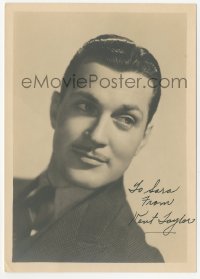 3f0446 KENT TAYLOR signed deluxe 5x7 fan photo 1930s great head & shoulders portrait in suit & tie!