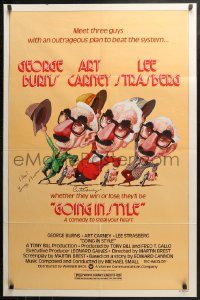 3f0080 GOING IN STYLE signed 1sh 1979 by BOTH George Burns AND Art Carney, great art w/Strasberg!
