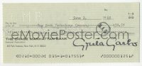 3f0419 GRETA GARBO canceled check 1969 paying $32.51 to the New York Telephone Company!