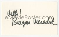 3f0784 BURGESS MEREDITH signed 3x5 index card 1980s it can be framed & displayed with a repro!