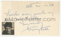 3f0809 HENRY HULL signed 3x5 index card 1968 it can be framed & displayed with a repro still!