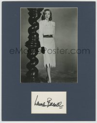 3f0139 LAUREN BACALL signed 3x5 index card in 11x14 display 1950s ready to frame & display!