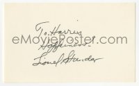3f0839 LIONEL STANDER signed 3x5 index card 1980s it can be framed with the included REPRO still!