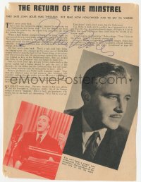 3f0363 JOHN BOLES signed magazine page 1941 article about returning to Hollywood from Broadway!