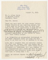 3f0375 ALEX NICOL signed letter 1954 thanking the author for including him in The Circle of Stars!