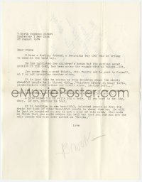 3f0393 LOUISE BROOKS signed letter 1964 introducing Jan Wahl to a good friend, signed as Brooks!