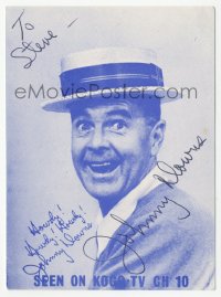 3f0411 JOHNNY DOWNS signed 4x5 promo card 1950s wacky portrait of the comedy actor, seen on TV!