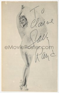 3f0415 SALLY RAND signed promo card 1970s sexy fan dancer at the Pomona Antique and Art Show!