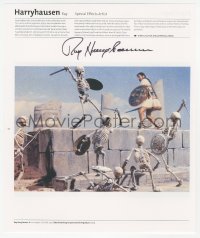 3f0174 RAY HARRYHAUSEN signed book page 1999 Sinbad and the Eye of the Tiger special effects scene!