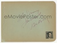 3f0216 BEN BLUE signed 5x6 cut album page 1920s it can be framed & displayed with a repro!