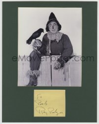 3f0196 RAY BOLGER signed 3x4 cut album page in 11x14 display 1940s ready to frame & display!