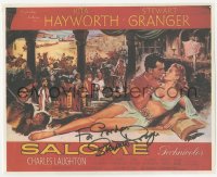 3f0178 STEWART GRANGER signed book page 1970s great poster art for Salome with Rita Hayworth!