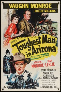 3f0087 TOUGHEST MAN IN ARIZONA signed 1sh 1952 by Joan Leslie, art w/Vaughn Monroe, Idol of Millions