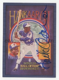 3f0501 HANK AARON signed trading card 1985 art of the legendary baseball Hall of Fame star!