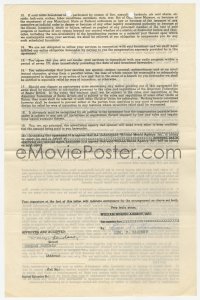 3f0367 GEORGE SANDERS signed contract 1945 he's paid $1,250 to appear on Duffy's Tavern radio show!