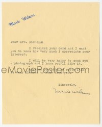3f0395 MARIE WILSON signed letter 1938 very happy to get fan mail & asking them to write again!