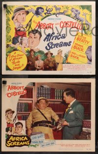 3g0050 AFRICA SCREAMS 8 LCs 1949 great art of Bud Abbott & Lou Costello in jungle with animals!
