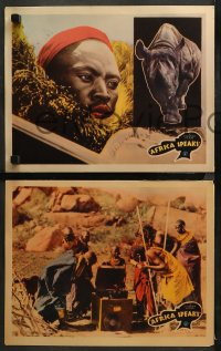 3g0484 AFRICA SPEAKS 5 LCs 1930 jungle documentary, really cool wildlife image, ultra-rare!