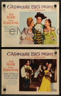 3g0534 CASANOVA'S BIG NIGHT 4 LCs 1954 great images of Bob Hope & sexy Joan Fontaine, Basil Rathbone!