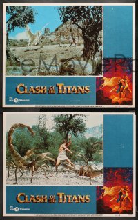 3g0102 CLASH OF THE TITANS 8 LCs 1981 Ray Harryhausen, Hamlin, Olivier, Hildebrandt border art!