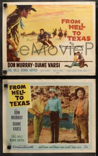 3g0147 FROM HELL TO TEXAS 8 LCs 1958 cool cowboy western TC art of Don Murray w/rifle, Diane Varsi!
