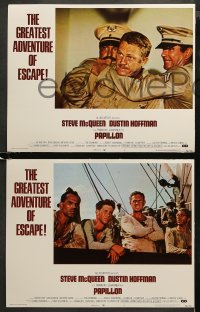 3g0262 PAPILLON 8 Allied Artists LCs 1973 Steve McQueen & Dustin Hoffman escape Devil's Island!