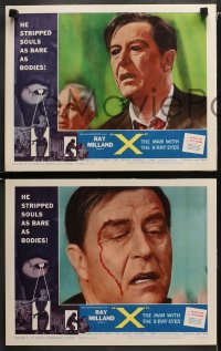 3g0401 X: THE MAN WITH THE X-RAY EYES 8 LCs 1963 AIP sci-fi, it strips souls, sexy women & money!