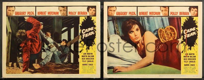 eMoviePoster.com: CAPE FEAR 6 LCs 1962 Gregory Peck, Robert Mitchum, Polly Bergen, classic film noir!