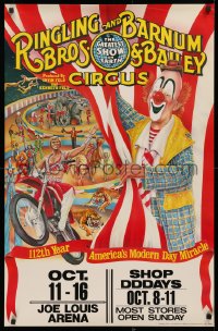 3h0036 RINGLING BROS & BARNUM & BAILEY CIRCUS 23x36 circus poster 1982 Joe Louis Arena in Detroit!