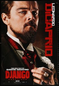 3h0324 DJANGO UNCHAINED int'l teaser DS 1sh 2012 close-up image of DiCaprio as evil Calvin Candie!