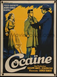 3h1117 COCAINE: THE THRILL THAT KILLS French 23x32 1951 art by Duccio Marvasi, Italian anti-drugs!