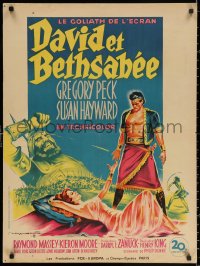 3h1118 DAVID & BATHSHEBA French 24x32 1952 different Soubie art of Gregory Peck & sexy Susan Hayward