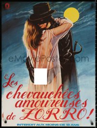 3h1127 EROTIC ADVENTURES OF ZORRO French 23x30 1973 sexy rated Z masked hero, best Loris art!