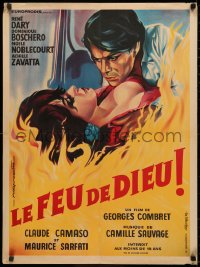 3h1131 FIRE OF LOVE French 24x31 1967 Georges Combret's Le Feu De Dieu, fiery romantic art!