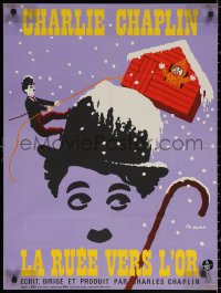 3h1135 GOLD RUSH French 23x31 R1972 Charlie Chaplin classic, great Leo Kouper artwork!