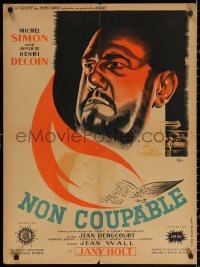 3h1161 NON COUPABLE French 24x32 1947 Henri Decoin, cool art of Michel Simon, Jany Holt!