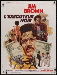 3h1180 SLAUGHTER'S BIG RIPOFF French 24x32 1974 mob put the finger on BAD Jim Brown, Akimoto art!